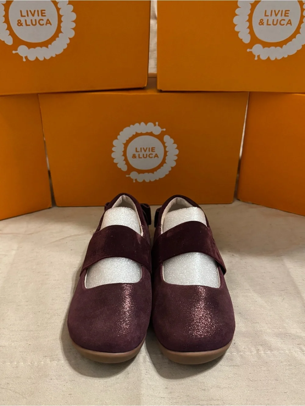 Livie & Luca Aria Ballet Flats -Burgandy Shimmer (Size 9) EUC With Box